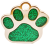 Green paw shaped bling tag