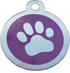 Purple paw print pet tag